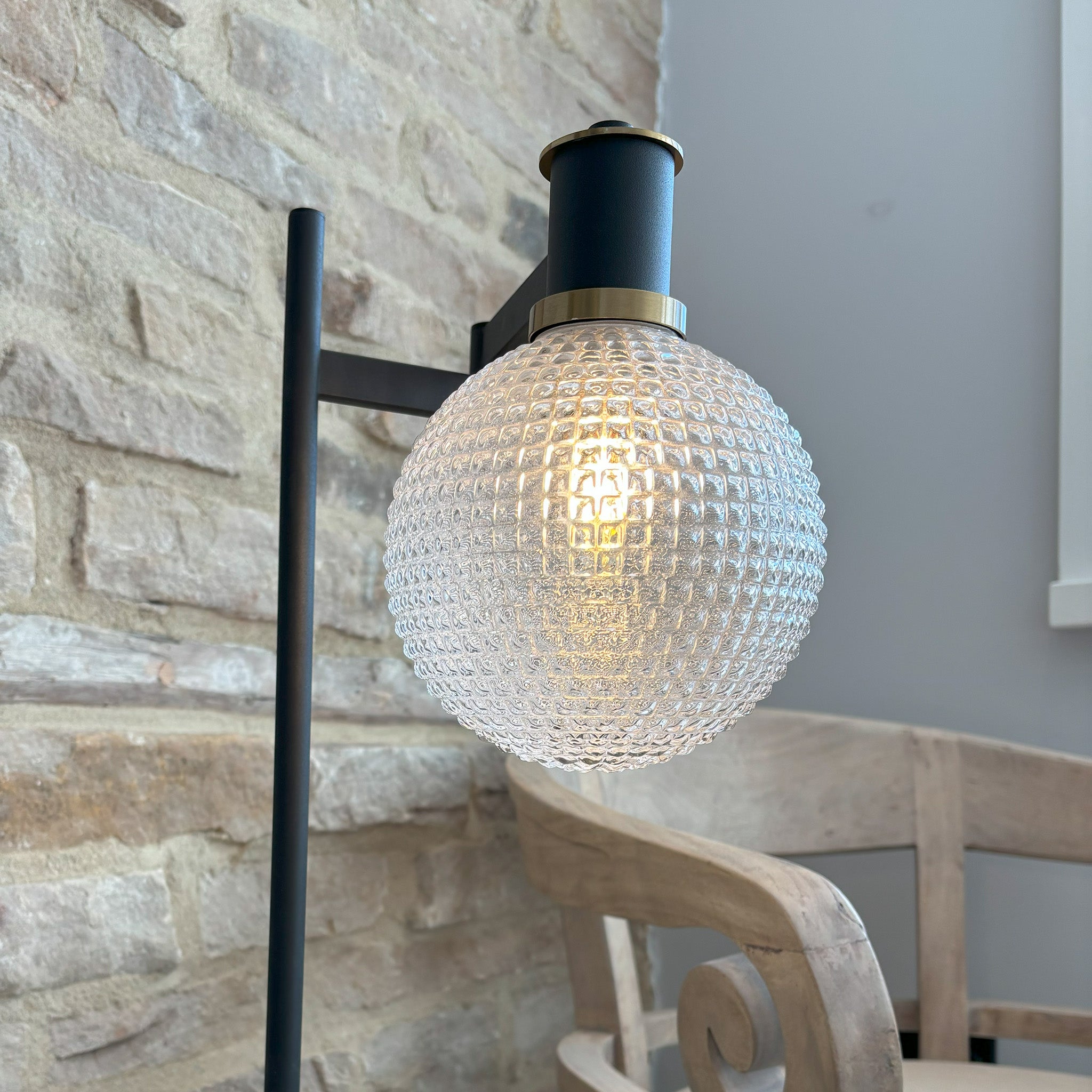 Adjustable Swing Arm Table Lamp with Glass Shade